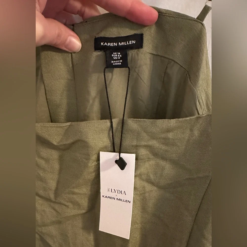 NWT Lydia Millen x Karen Millen Linen Strappy Maxi Dress - US 12 - Picture 5 of 5